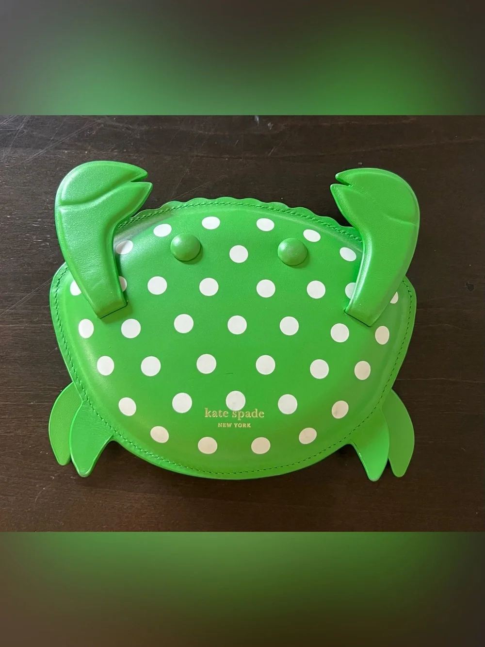 kate spade Green and White Polka Dot Crab Crossbody Bag